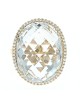 White Topaz Diamond Halo Ring in Gold